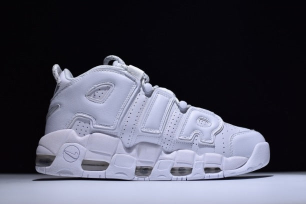 NikeAir More Uptempo Mid Basketball Shoe - Triple White