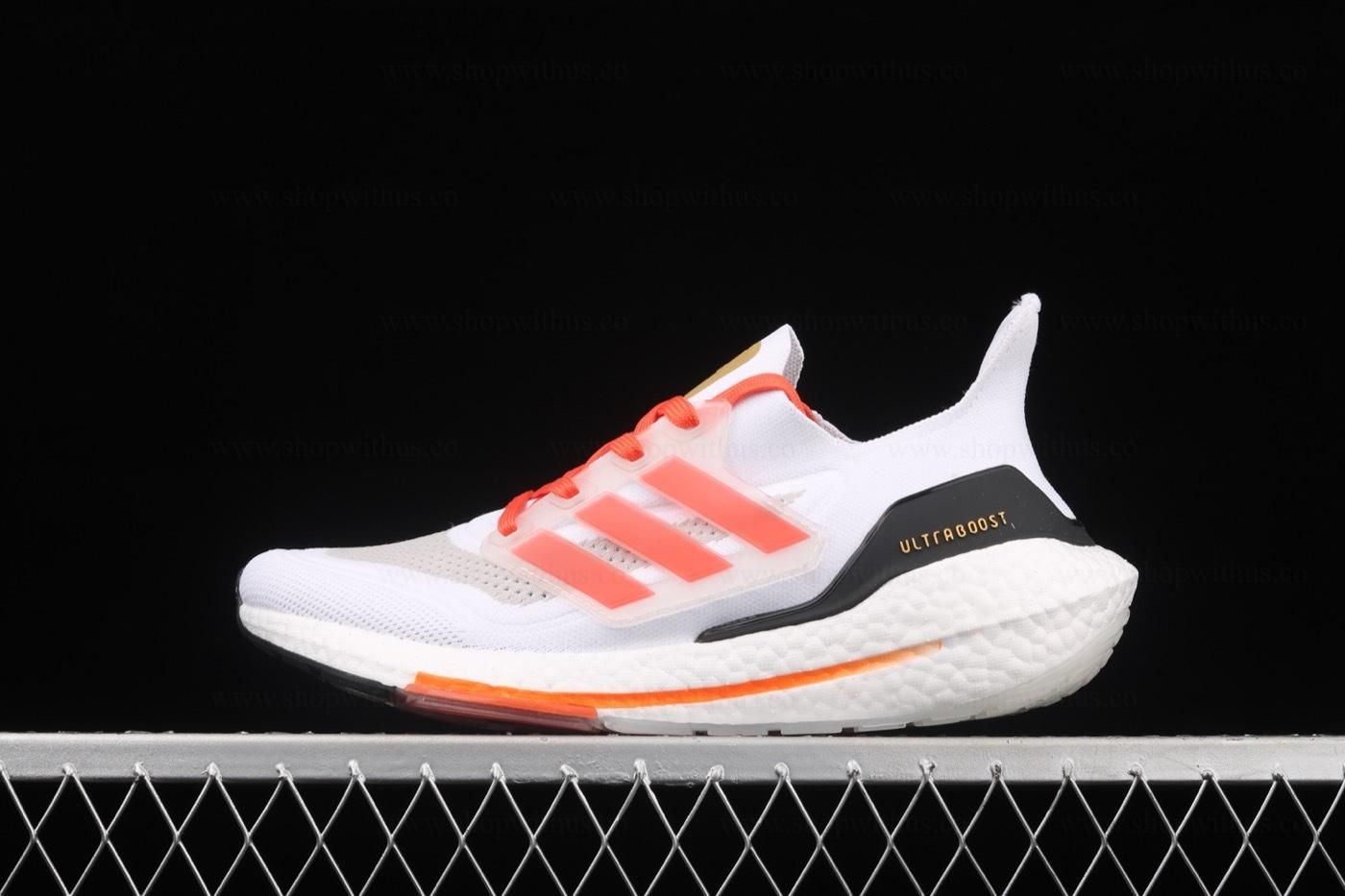 adidasMen's Ultraboost 21 - Cloud White/Orange
