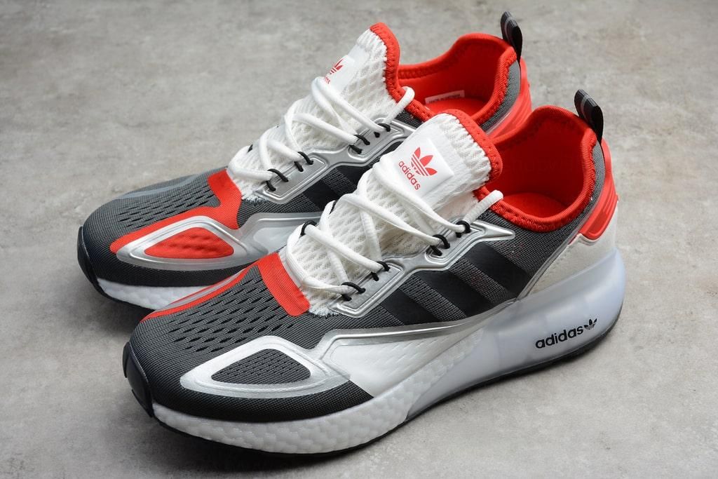 adidasMen's ZX 2K Boost - White/Black-Solar Red