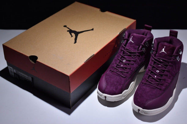 Air Jordan 12 AJ12 Retro Basketball Shoes - Bordeaux/Sail-Metallic Silver