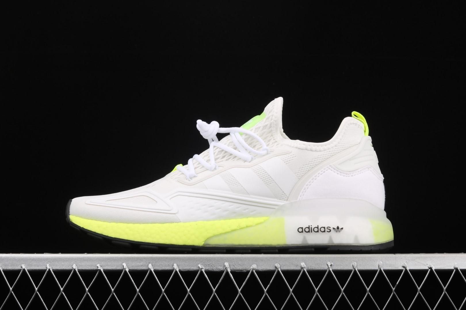 adidasMens ZX 2K Boost - Cloud White/Solar Yellow