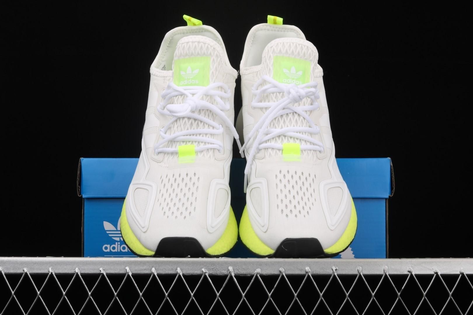 adidasMens ZX 2K Boost - Cloud White/Solar Yellow