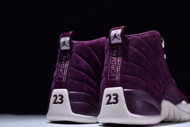 Air Jordan 12 AJ12 Retro Basketball Shoes - Bordeaux/Sail-Metallic Silver