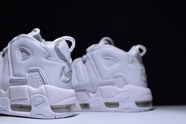 NikeAir More Uptempo Mid Basketball Shoe - Triple White