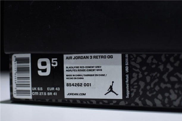 NikeUnisex Air Jordan 3 AJ3 Retro - Black Cement