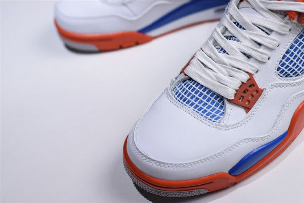 Air Jordan 4 AJ4 Basketball Shoes - White/Game Royal-Orange