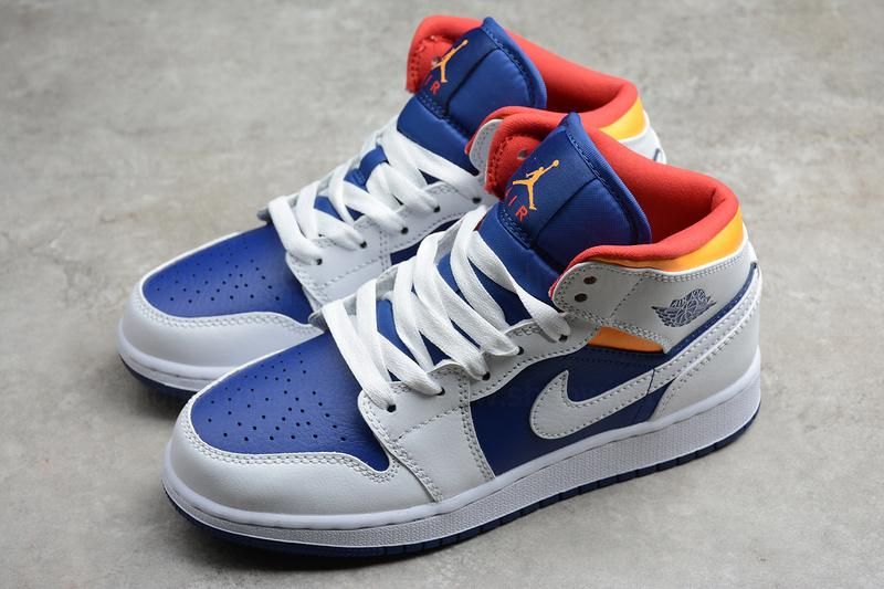 Air Jordan 1 AJ1 Mid - White Deep/Royal Blue