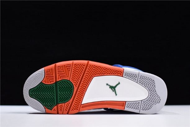 Air Jordan 4 AJ4 Basketball Shoes - White/Game Royal-Orange