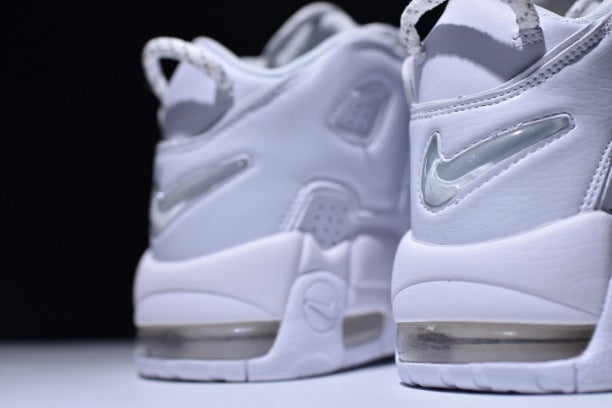 NikeAir More Uptempo Mid Basketball Shoe - Triple White