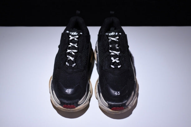 BalenciagaUnisex Triple S Mesh Nubuck and Leather Sneakers - Black/Red