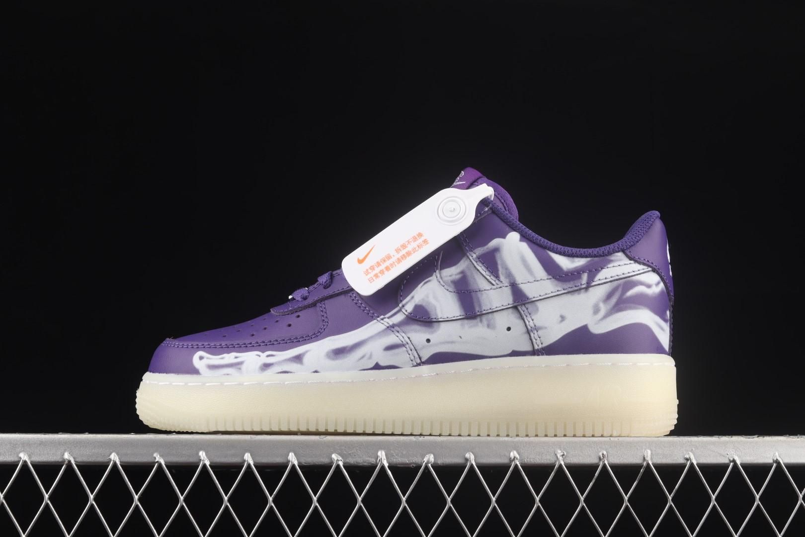 NikeUnisex Air Force 1 AF1 Low - Purple Skeleton Halloween
