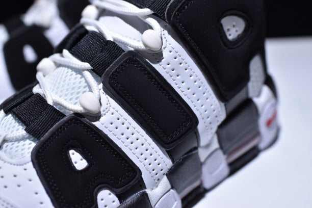 NikeAir More Uptempo Mid Basketball Shoe-White/Black/Red