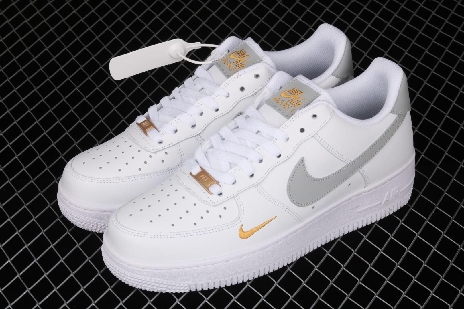 NikeAir AF1 Force 1 Low - White/Grey/Gold