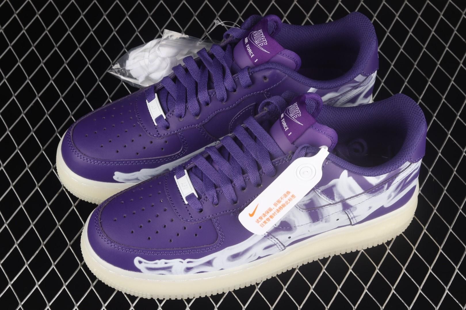 NikeUnisex Air Force 1 AF1 Low - Purple Skeleton Halloween