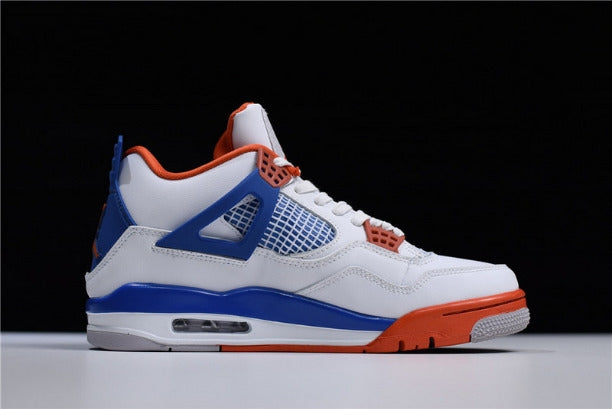 Air Jordan 4 AJ4 Basketball Shoes - White/Game Royal-Orange
