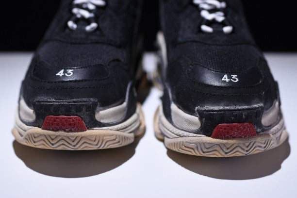 BalenciagaUnisex Triple S Mesh Nubuck and Leather Sneakers - Black/Red