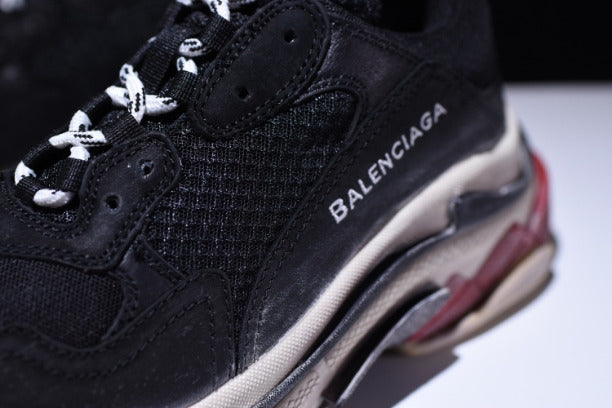 BalenciagaUnisex Triple S Mesh Nubuck and Leather Sneakers - Black/Red