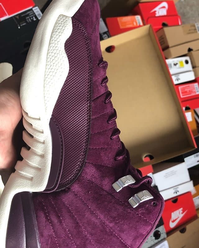 Air Jordan 12 AJ12 Retro Basketball Shoes - Bordeaux/Sail-Metallic Silver
