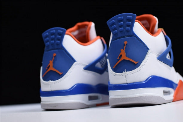 Air Jordan 4 AJ4 Basketball Shoes - White/Game Royal-Orange
