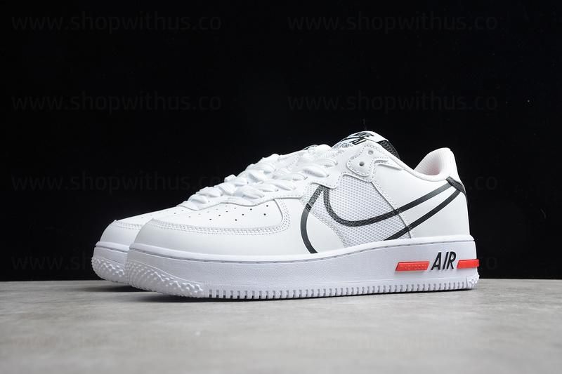 NikeAir Force 1 AF1 React - White/Black/Red