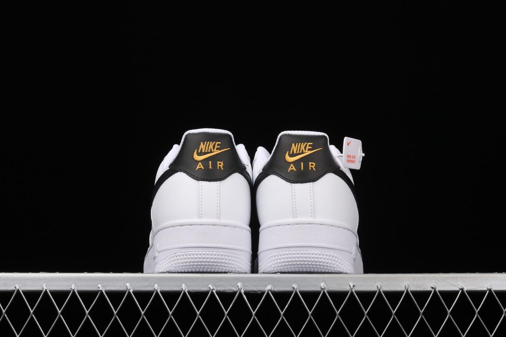NikeAir Force 1 Low '07 Essential - White Black Gold Mini Swoosh