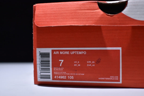 NikeAir More Uptempo Mid Basketball Shoe-White/Black/Red