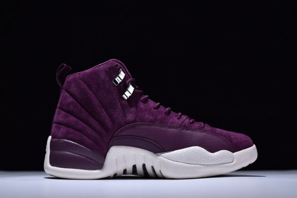 Air Jordan 12 AJ12 Retro Basketball Shoes - Bordeaux/Sail-Metallic Silver