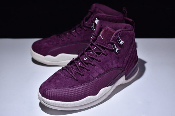 Air Jordan 12 AJ12 Retro Basketball Shoes - Bordeaux/Sail-Metallic Silver