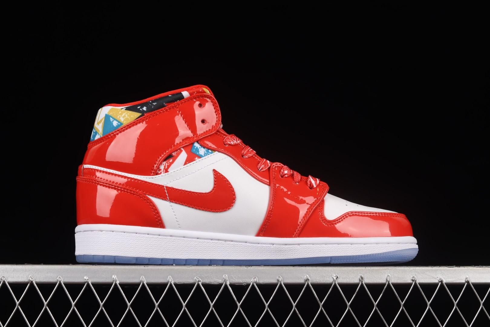Air Jordan 1 AJ1 Mid Barcelona Sweater - Red Patent