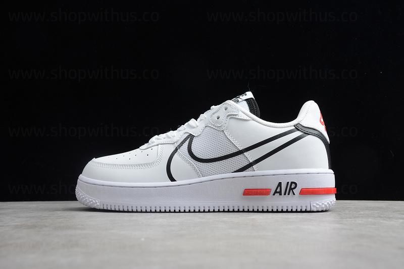 NikeAir Force 1 AF1 React - White/Black/Red