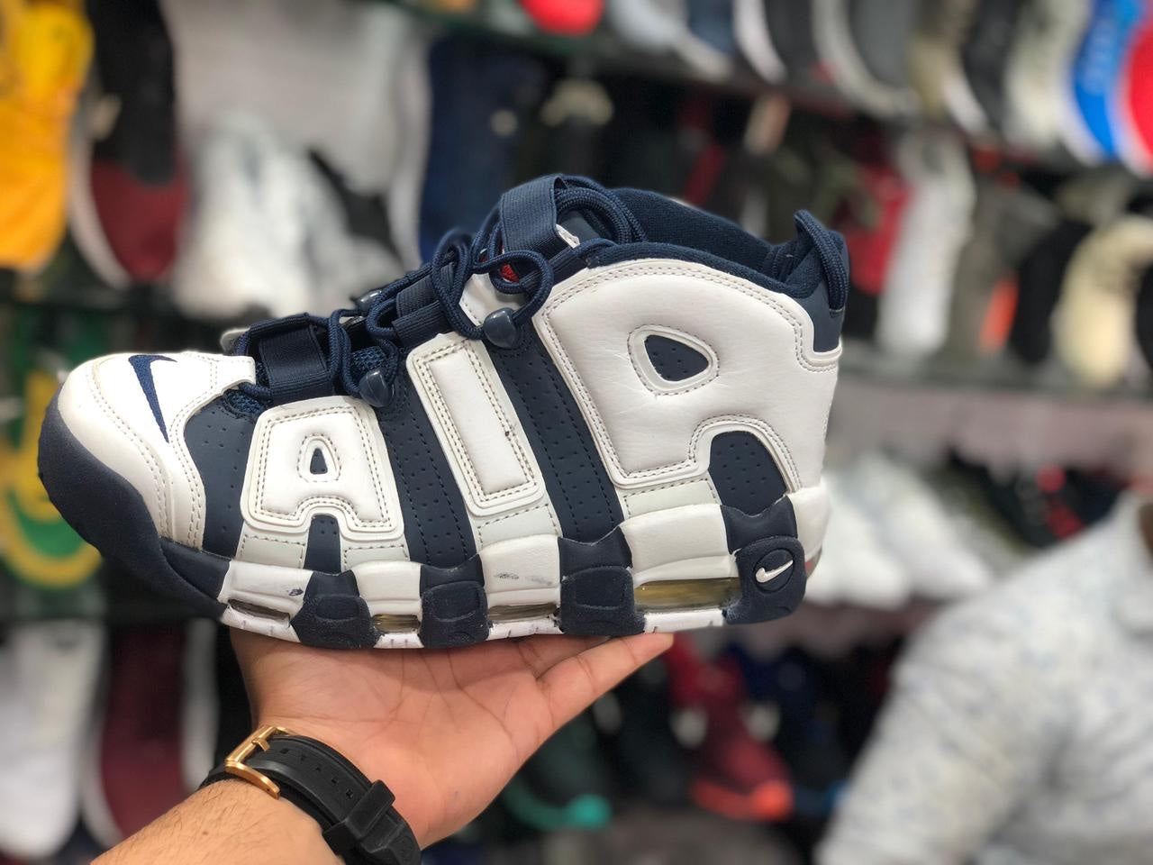 NikeAir More Uptempo Mid Basketball Shoe - Olympic