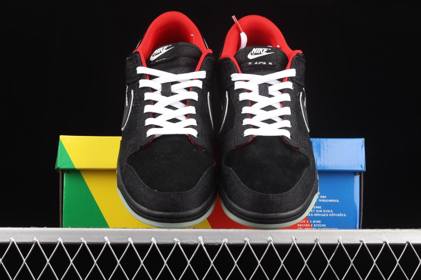 Lpl x NikeUnisex Dunk Low - Black White Bright Crimson