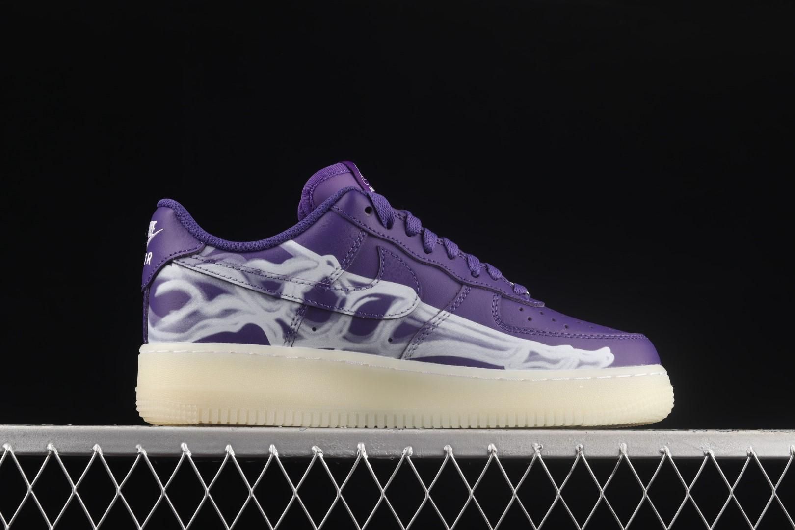 NikeUnisex Air Force 1 AF1 Low - Purple Skeleton Halloween