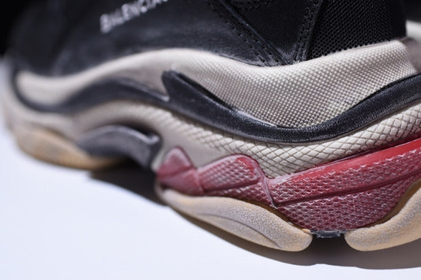BalenciagaUnisex Triple S Mesh Nubuck and Leather Sneakers - Black/Red