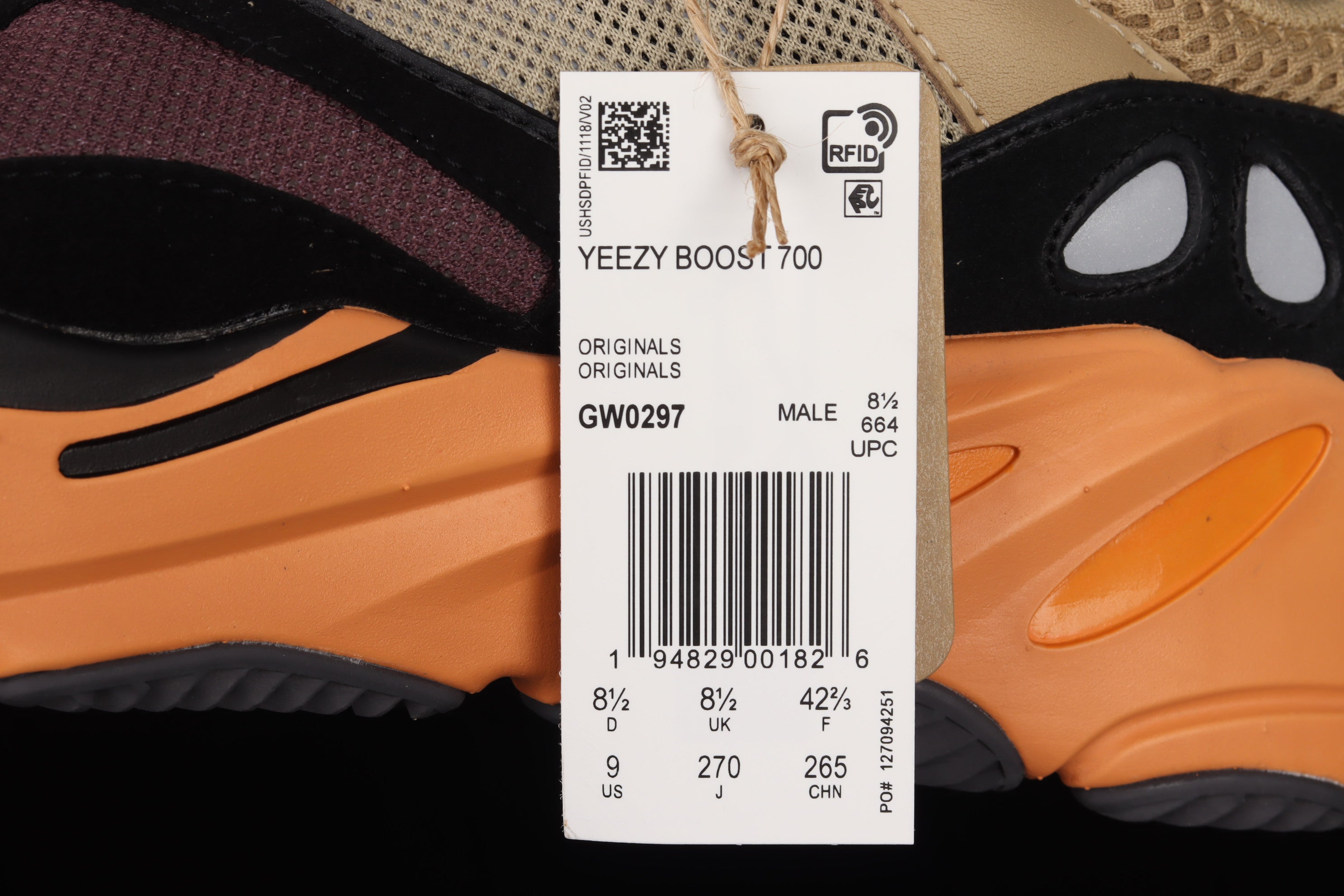 adidasMens Yeezy Boost 700 - Enflame Amber