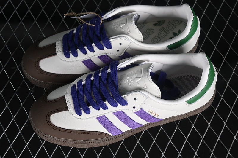 adidasMens Samba Off White - Purple/Green