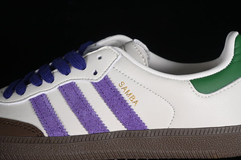 adidasMens Samba Off White - Purple/Green