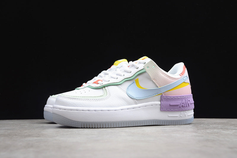 NikeWMNS Air Force 1 AF1 Low Shadow - White/Hydrogen Blue /Purple
