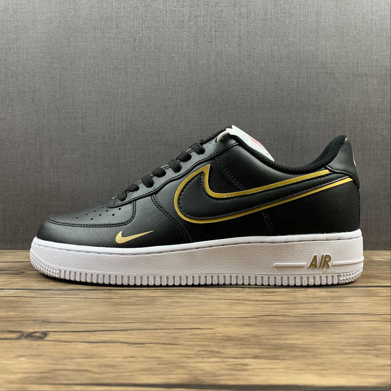 NikeMens Air Force 1 AF1 Double Swoosh - Metallic Black