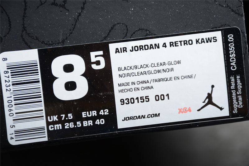KAWS x WMNS Air Jordan 4 AJ4 Retro - Black