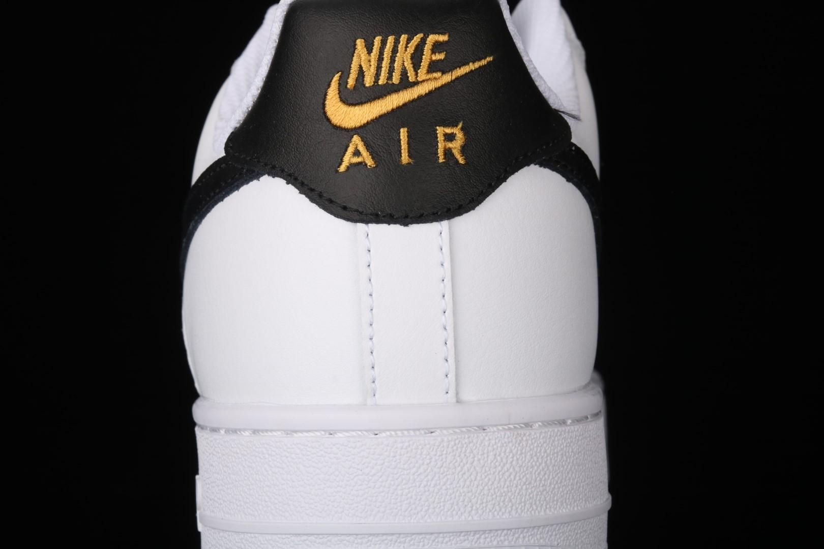 NikeWMNS Air Force 1 AF1 Low '07 Essential - White Black Gold Mini Swoosh