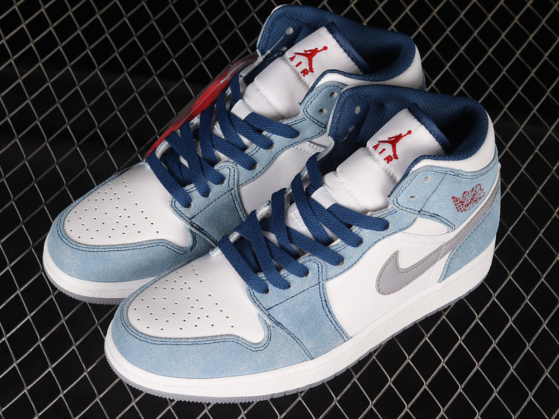 Air Jordan 1 AJ1 Mid - French Blue/Fire Red