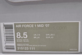 (Real Leather OG)Nike✔️Air Force 1 AF1 MID '07  - All White