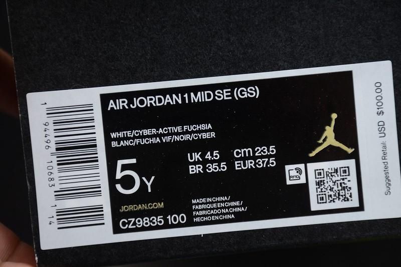 NikeWMNS Air Jordan 1 AJ1 Mid - White/Black/Cyber Pink