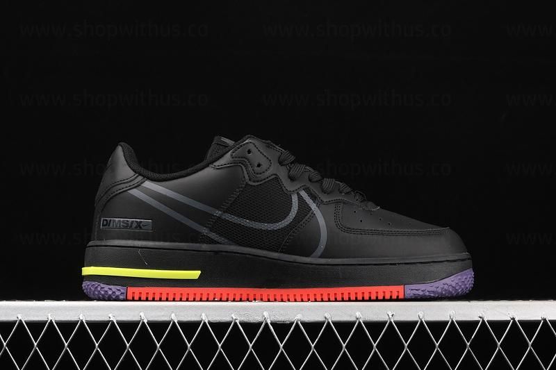 NikeAir Force 1 AF1 React - Black/Grey/Purple