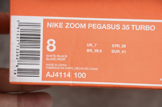 NikeUnisex Zoom Pegasus 35 Turbo - White/Black