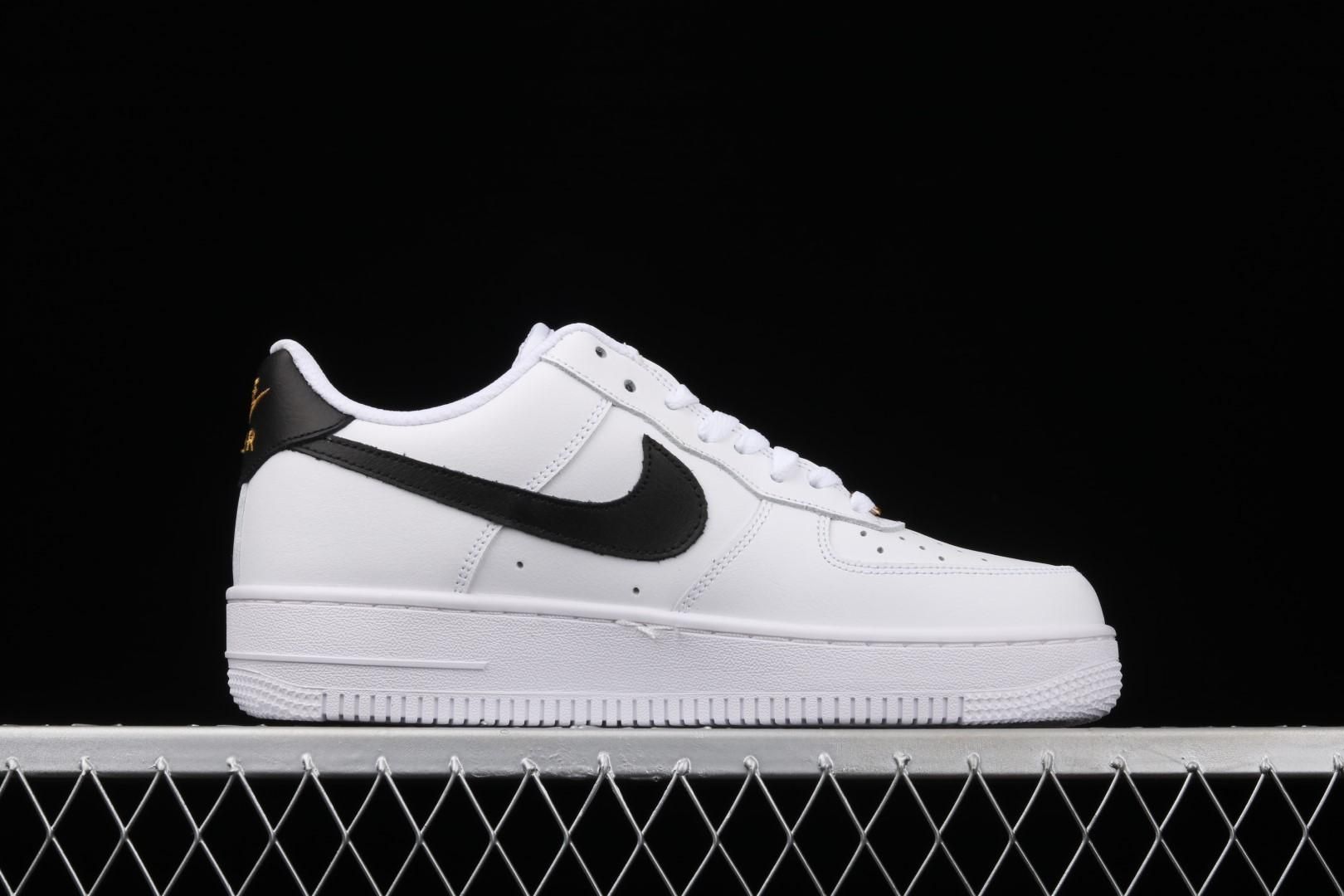 NikeAir Force 1 Low '07 Essential - White Black Gold Mini Swoosh