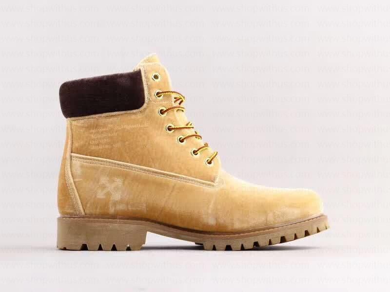 Off White xTimberland Velvet Boots - Camel