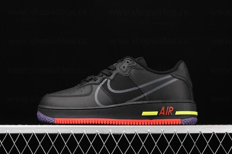 NikeAir Force 1 AF1 React - Black/Grey/Purple