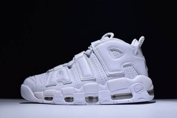 NikeAir More Uptempo Mid Basketball Shoe - Triple White